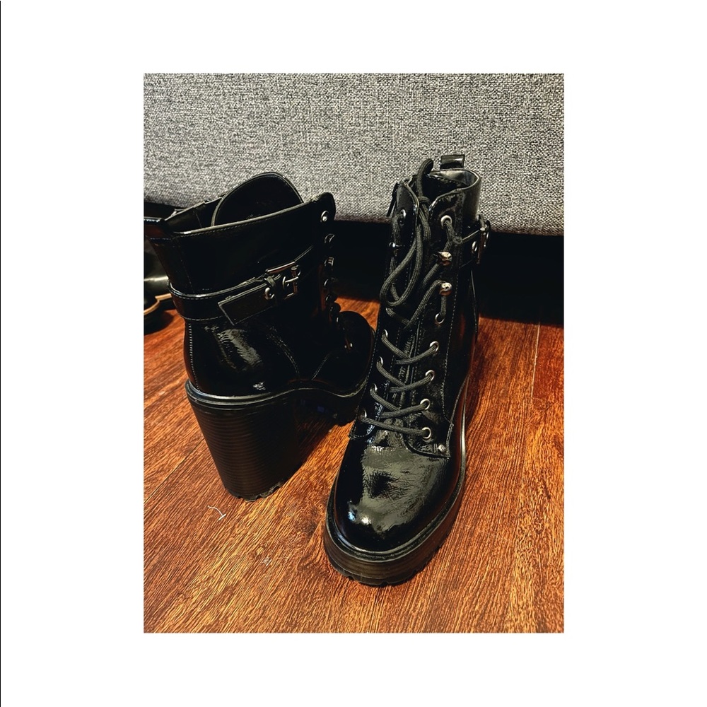 Black lace up boots